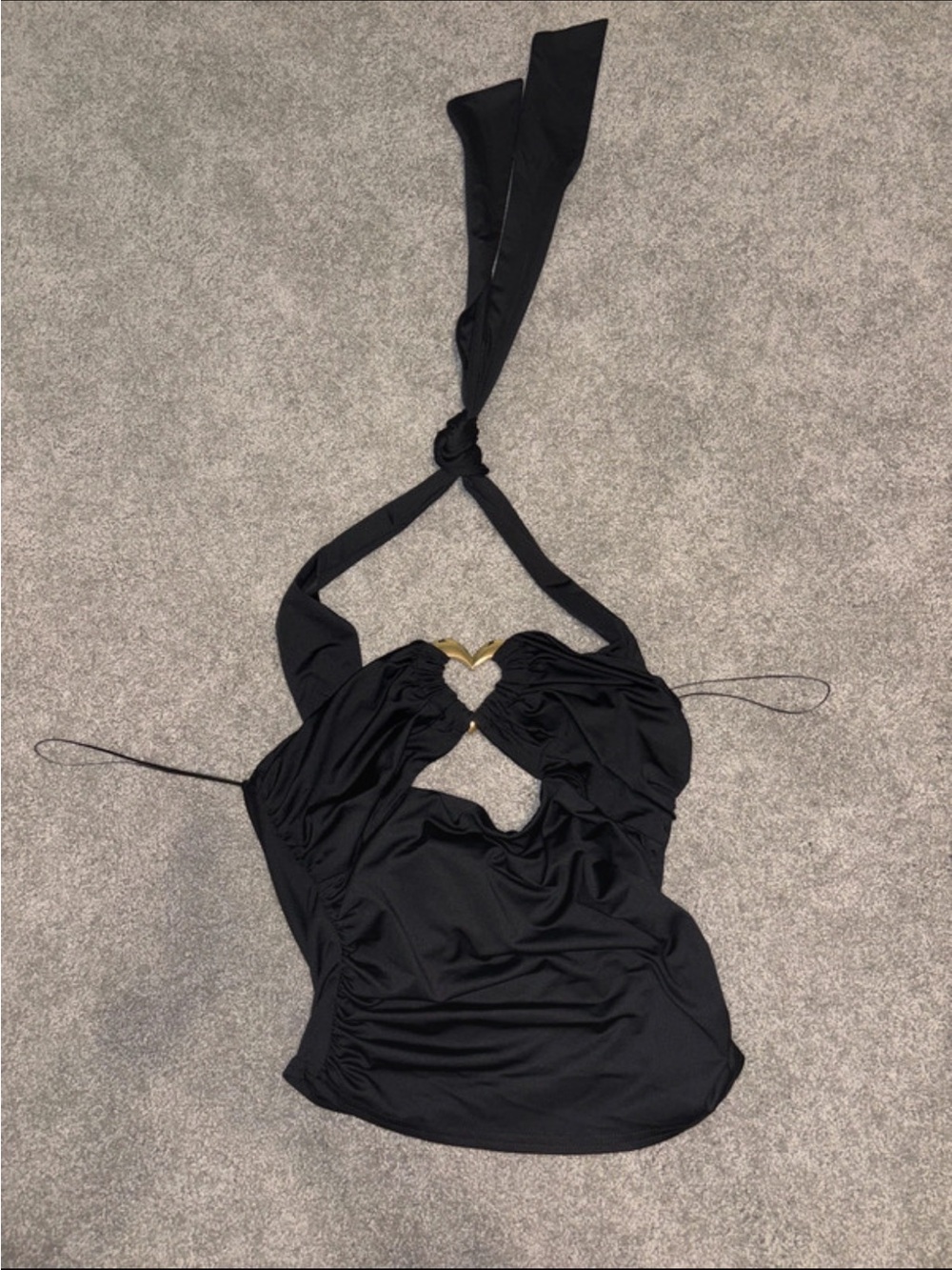 privy Black Halter Camisole with Gold Heart Accent